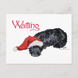Kleiner Scottie-Hund wartet auf den Weihnachtsmann Feiertagspostkarte