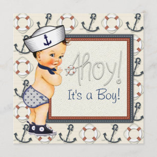 Kleiner Segelboot-Junge Nautical-Baby-Party Einladung