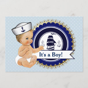 Kleiner Segler-Baby-Junge Maritime Babyparty Einladung