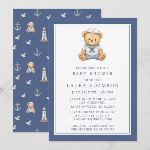 Kleiner Segler Teddy Bär Nautical Baby Shower Einladung