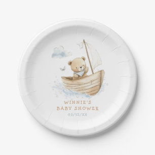 Kleiner Segler Teddybär-Baby-Party Pappteller