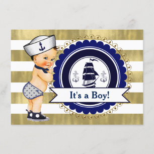 Kleiner Seglerjunge Nautical Baby Shower Einladung