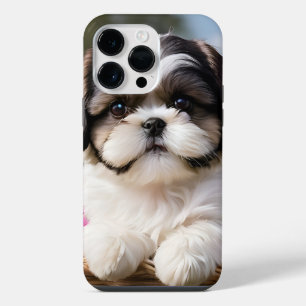 Kleiner Shih Tzu Welpe Korb Blumen iPhone 14 Pro Max Hülle