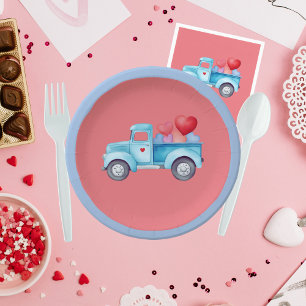 Kleiner Single Blauer LKW Valentine Party Pappteller