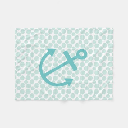 Kleiner Skipper Nautical Anchor und Dots Muster Fleecedecke (Vorderseite (Horizontal))