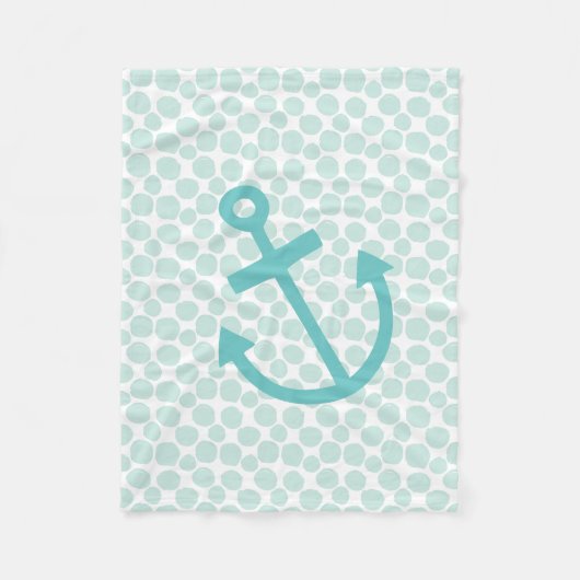 Kleiner Skipper Nautical Anchor und Dots Muster Fleecedecke (Vorderseite)