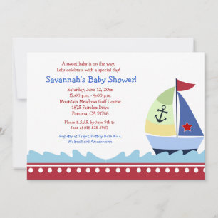 Kleiner Skipper Sailboat 12x18 Baby Dusche Einladu Einladung