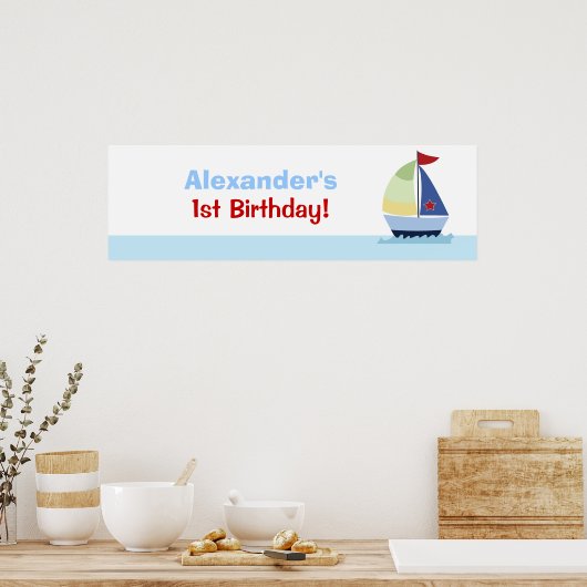 Kleiner Skipper Sailboat Custom Banner Poster Prin (Küche)