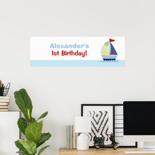 Kleiner Skipper Sailboat Custom Banner Poster Prin (Heimbüro)