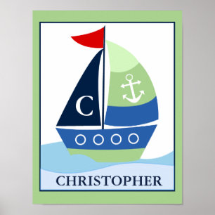 Kleiner Skipper Segelboot Druck mit individuellem  Poster