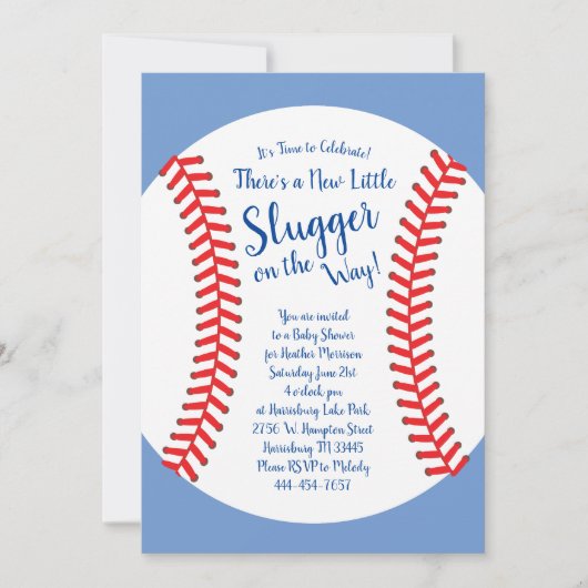 Kleiner Slugger Baseball Baby Shower Sports Boy Einladung (Vorderseite)