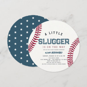 Kleiner Slugger Baseball Junge Baby Shower Kreis Einladung