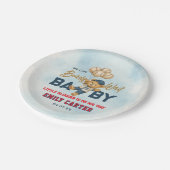 Kleiner Slugger Blue Baseball Baby Dusche Pappteller (Schrägansicht)