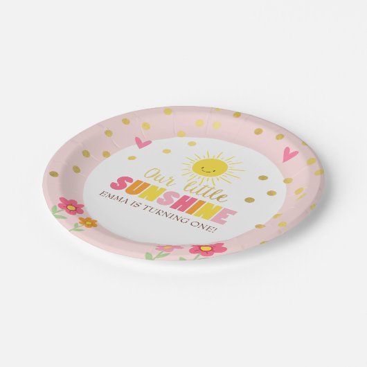 Kleiner Sonneneingangspapier Teller Geburtstag Gir (Schrägansicht)