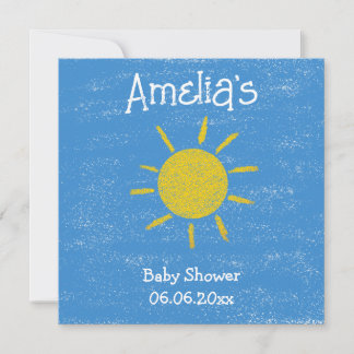 Kleiner Sonnenschein Baby Shower Blau Einladung