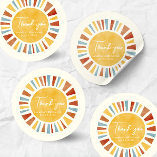 Kleiner Sonnenschein Boho-Baby-Party Runder Aufkleber