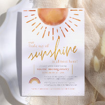 Kleiner Sonnenschein Boho Regenbogen-Baby-Einladun
