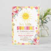 Kleiner Sonnenschein Einladung Geburtstag Rosa Flo (Stehend Vorderseite)