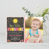 Kleiner Sonnenschein Einladung zum Geburtstag Pink (Stehend Vorderseite)