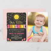 Kleiner Sonnenschein Einladung zum Geburtstag Pink (Vorne/Hinten)