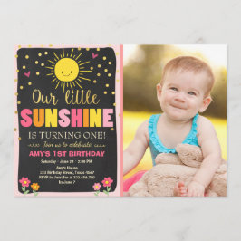 Kleiner Sonnenschein Einladung zum Geburtstag Pink