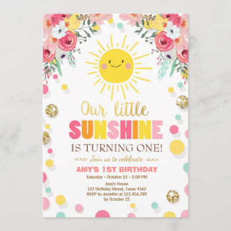 Kleiner Sonnenschein Geburtstag Einladung Pink Flo