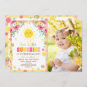 Kleiner Sonnenschein Geburtstag Einladung Pink Flo (Vorne/Hinten)