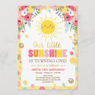 Kleiner Sonnenschein Geburtstag Einladung Pink Flo