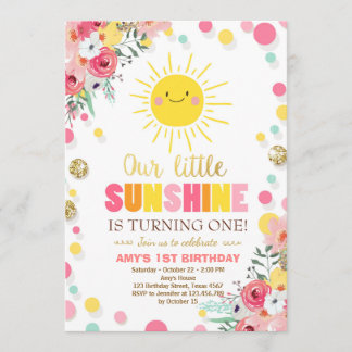 Kleiner Sonnenschein Geburtstag Einladung Pink Flo