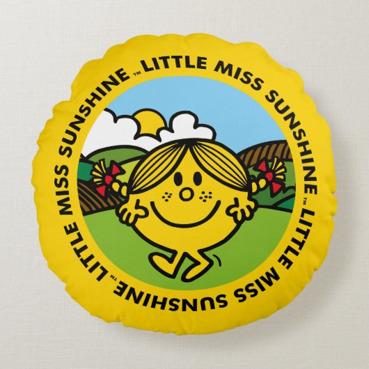 Kleiner Sonnenschein-Kreis Fräulein-Sunshine | Rundes Kissen (Vorderseite)