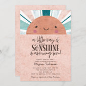 Kleiner Sonnenschein-Rosa-Babydusche Einladung (Vorne/Hinten)