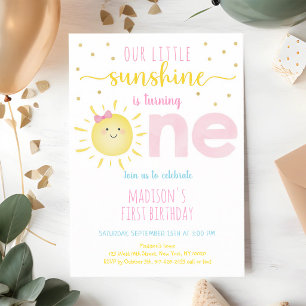 Kleiner Sonnenschein Rosa Gold Erster Geburtstag Einladung