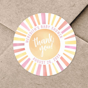 Kleiner Sonnenschein Rosa Sonnen Baby-Party Runder Aufkleber