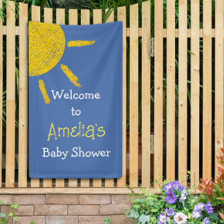 Kleiner Sonnenstrahl Blau Baby Shower Banner