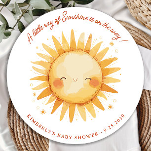 Kleiner Sonnenstrahl Boho Sonne Süße Babyparty Runder Aufkleber