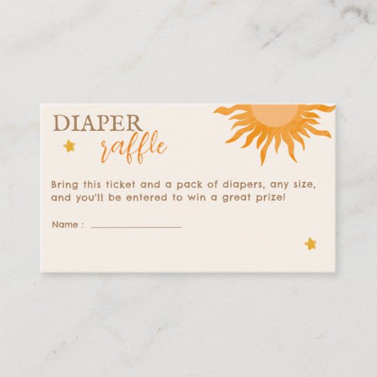 Kleiner Sonnenstrahl Diaper Raffle Baby Dusche Begleitkarte (Vorderseite)