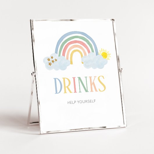 Kleiner Sonnenstrahl Regenbogen Getränke Schild