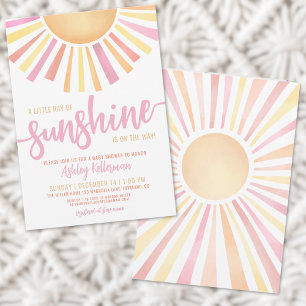 Kleiner Sonnenstrahl Rosa Boho Babyparty Einladung