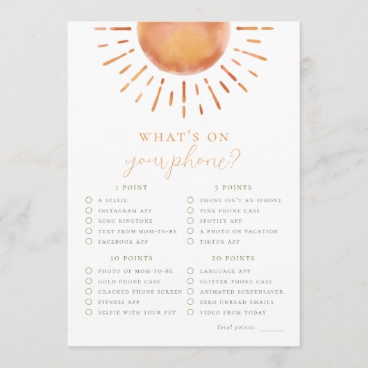 Kleiner Sonnenstrahl Was ist auf deinem Handyspiel Einladung (Vorderseite)