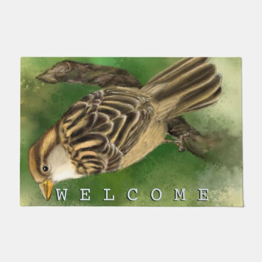 Kleiner Sparrow Doormat Begrüßungsfeder Fußmatte (Vorderseite)