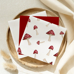 Kleiner Spaß Typ Woodland Wasserfarbe Rotes Pilz Serviette