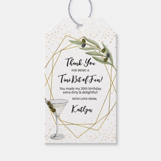 Kleiner Spaßiger Martini Abend Geschenkanhänger (Vorderseite)