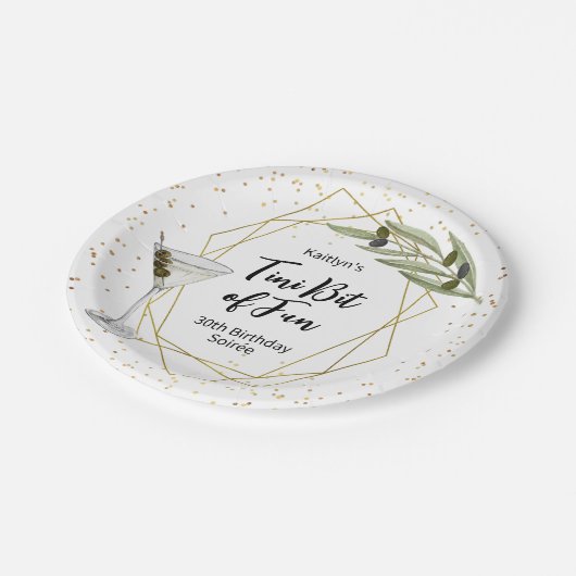 Kleiner Spaßiger Martini Abend Pappteller (Schrägansicht)