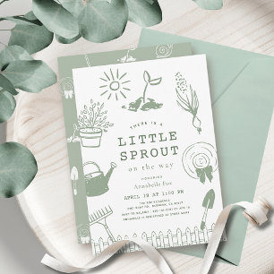 Kleiner Spross Handgezeichneter Garten Babyparty Einladung