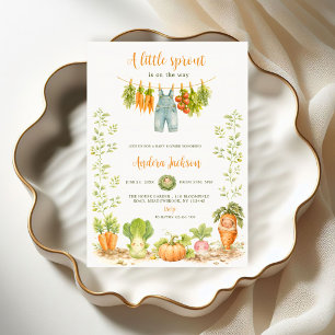 Kleiner Spross Wäscheleine Garten Babyparty Einladung