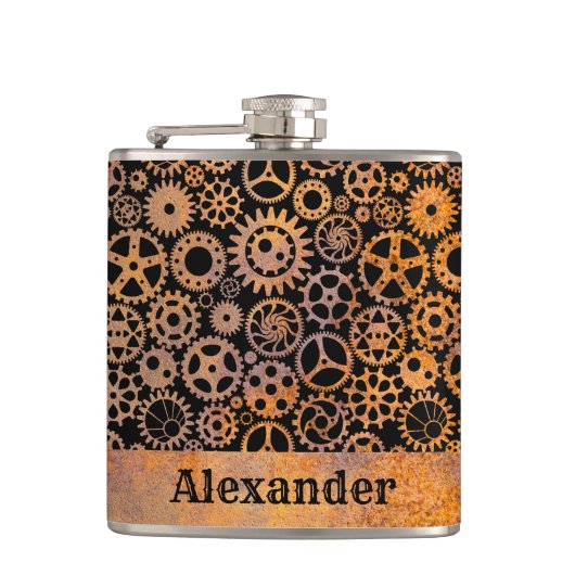 Kleiner Steampunk-Individuelle Name Flachmann (Vorderseite)