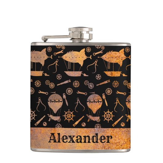 Kleiner Steampunk-Individuelle Name Flachmann (Vorderseite)