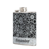 Kleiner Steampunker Individuelle Name für Silberve Flachmann (Links)