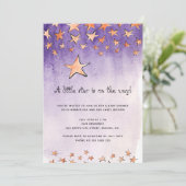 Kleiner Stern auf dem Weg Aquarell Babydusche Einladung (Stehend Vorderseite)