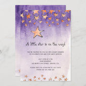 Kleiner Stern auf dem Weg Aquarell Babydusche Einladung (Vorne/Hinten)